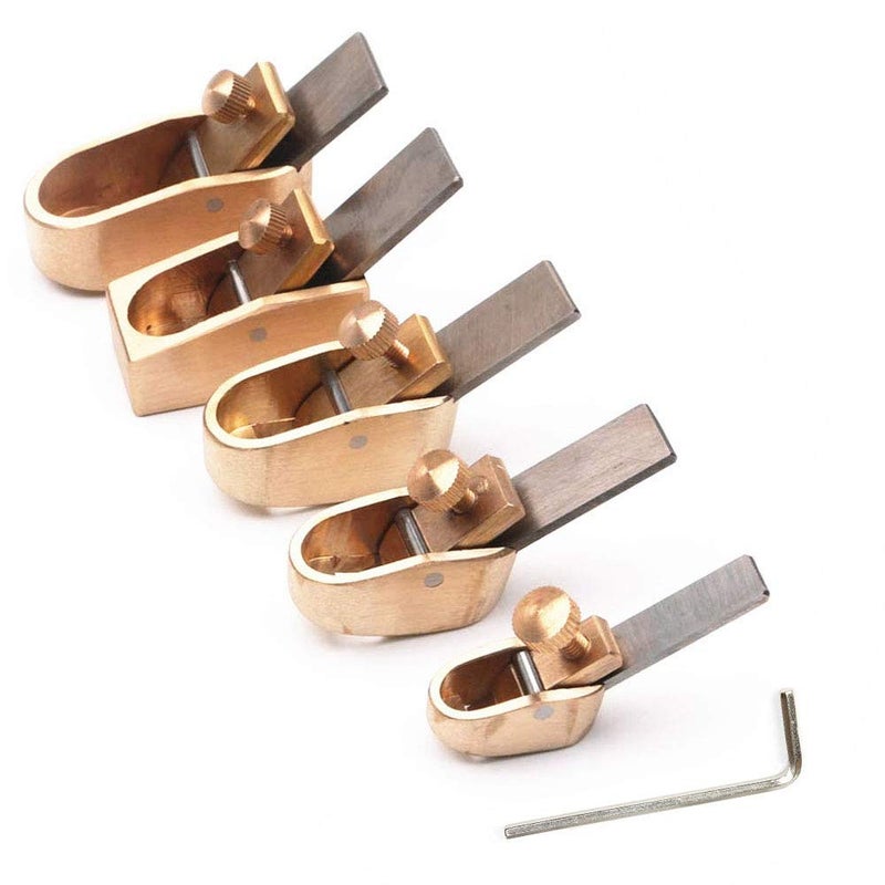Jiayouy 5 PCS Micro Bronze Violin Thumb Planer Set 8-16 mm Blade Width for DIY Violin Viola Cello Wooden Instrument Gold - Image 1